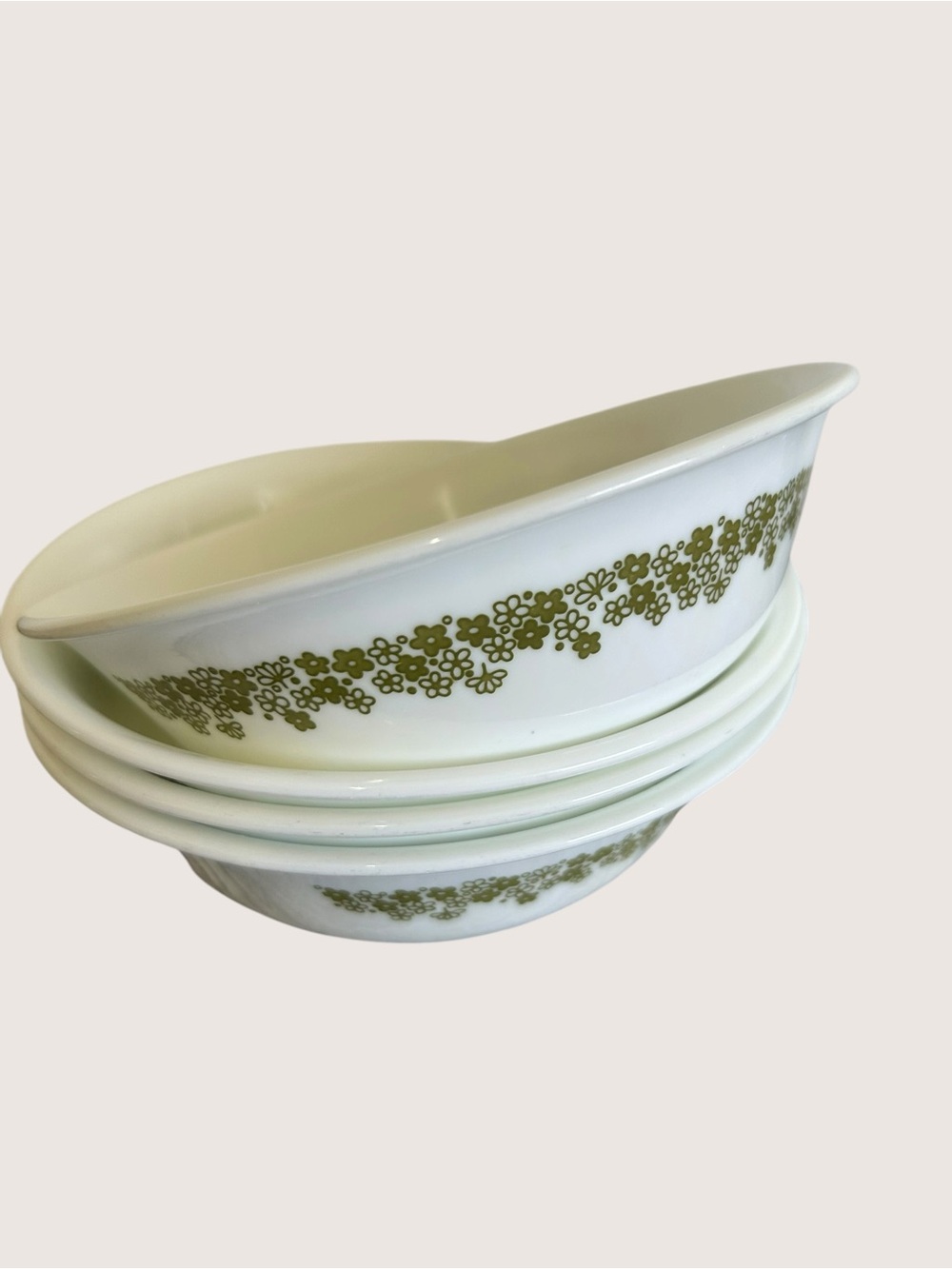Corelle Corning Spring Blossom Green Crazy Daisy Cereal Bowls - Lot of 4